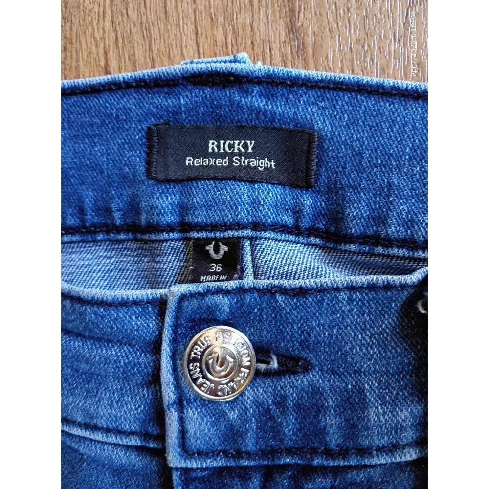 True Religion Ricky Relaxed Straight Jeans Blue 36x31